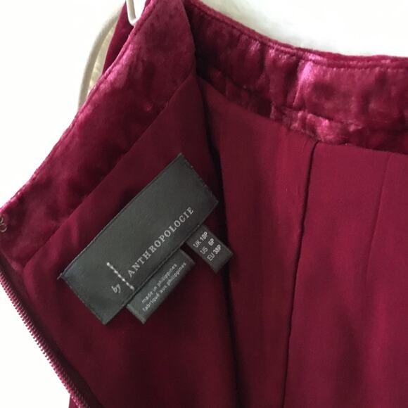 Anthropologie Raspberry Montie Velvet Mini Skirt - Picture 9 of 9